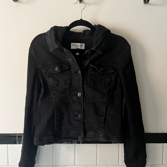 Wallflower Hooded Black Denim Jacket - Picture 2 of 4